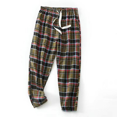 Pantaloni lungi pentru femei, 100% bumbac, cu design în carouri