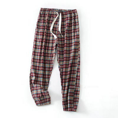 Pantaloni lungi pentru femei, 100% bumbac, cu design în carouri