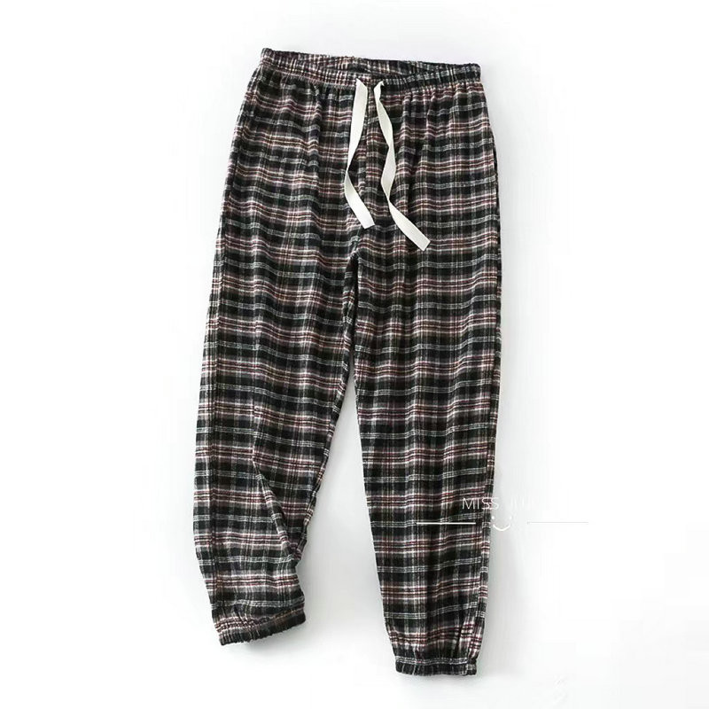 Pantaloni lungi pentru femei, 100% bumbac, cu design în carouri