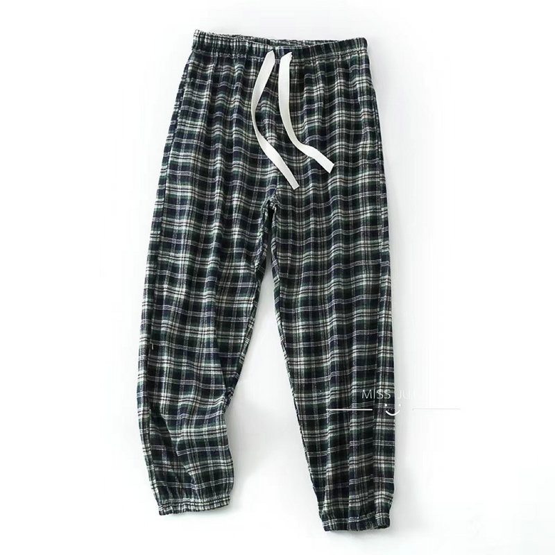 Pantaloni lungi pentru femei, 100% bumbac, cu design în carouri