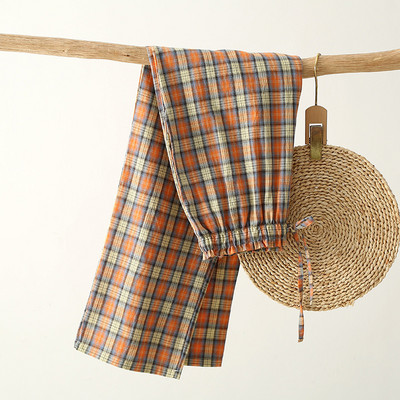 Vékony, alkalmi mosott pamut nadrágok kockás nadrágok női alsók új tavaszi nyári pizsama ruhák alváshoz