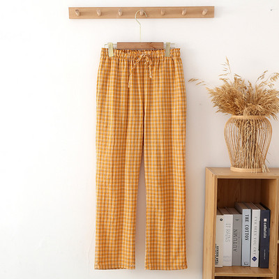 Vékony, alkalmi mosott pamut nadrágok kockás nadrágok női alsók új tavaszi nyári pizsama ruhák alváshoz