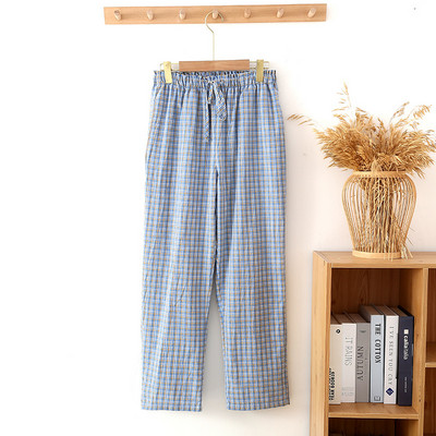 Vékony, alkalmi mosott pamut nadrágok kockás nadrágok női alsók új tavaszi nyári pizsama ruhák alváshoz