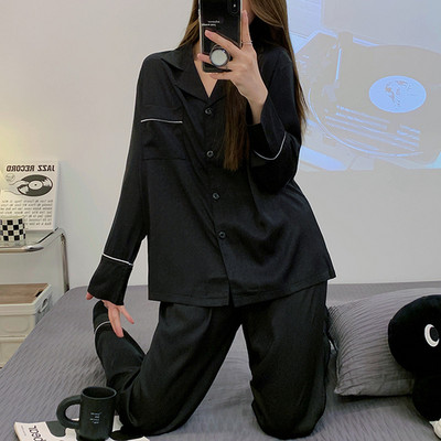 Υψηλής ποιότητας ελαφριές, πολυτελείς, μεταξωτές πιτζάμες γυναικείες πιτζάμες με μακρυμάνικο σπίτι σε στυλ για άνοιξη και φθινόπωρο Νυχτικά Πυτζάμες