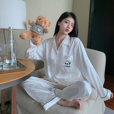 Υψηλής ποιότητας ελαφριές, πολυτελείς, μεταξωτές πιτζάμες γυναικείες πιτζάμες με μακρυμάνικο σπίτι σε στυλ για άνοιξη και φθινόπωρο Νυχτικά Πυτζάμες