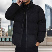 Zimske jakne za muškarce papuče H jednobojni topli kaput s patentnim zatvaračem Zimska zimska jakna sa dugim rukavima s ovratnikom, muška jakna s dugim rukavima.