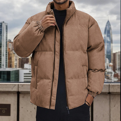 Zimske jakne za muškarce papuče H jednobojni topli kaput s patentnim zatvaračem Zimska zimska jakna sa dugim rukavima s ovratnikom, muška jakna s dugim rukavima.