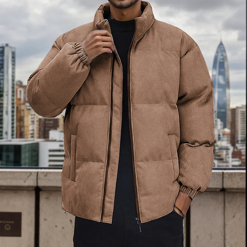 Zimske jakne za muškarce papuče H jednobojni topli kaput s patentnim zatvaračem Zimska zimska jakna sa dugim rukavima s ovratnikom, muška jakna s dugim rukavima.