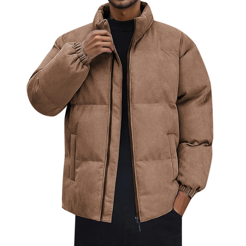 Zimske jakne za muškarce papuče H jednobojni topli kaput s patentnim zatvaračem Zimska zimska jakna sa dugim rukavima s ovratnikom, muška jakna s dugim rukavima.
