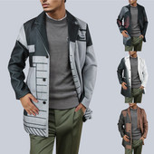 Jachete de iarnă pentru bărbați Toamnă pentru bărbați Jachetă pentru bărbați Lungime rochie de iarnă de lână cu guler mijlociu, haină imprimată în picioare Jachetă de iarnă pentru bărbați