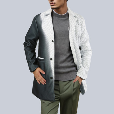 Jachete de iarnă pentru bărbați Toamnă pentru bărbați Jachetă pentru bărbați Lungime rochie de iarnă de lână cu guler mijlociu, haină imprimată în picioare Jachetă de iarnă pentru bărbați