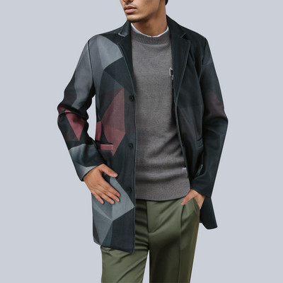 Jachete de iarnă pentru bărbați Toamnă pentru bărbați Jachetă pentru bărbați Lungime rochie de iarnă de lână cu guler mijlociu, haină imprimată în picioare Jachetă de iarnă pentru bărbați