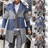 Ανδρικά Ρούχα Παλτό Trench Ανδρικά Ιαπωνικά Ανδρικά Τρισδιάστατα Φθινοπωρινά Ψηφιακά Έντυπα Μάλλινα Παλτό Χειμώνας Πέτο Καρό Ανδρικό Μπουφάν για