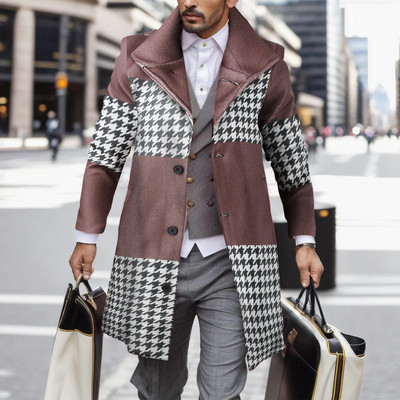 Ανδρικά Ρούχα Παλτό Trench Ανδρικά Ιαπωνικά Ανδρικά Τρισδιάστατα Φθινοπωρινά Ψηφιακά Έντυπα Μάλλινα Παλτό Χειμώνας Πέτο Καρό Ανδρικό Μπουφάν για