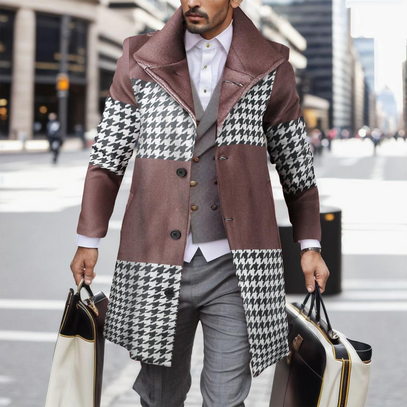 Ανδρικά Ρούχα Παλτό Trench Ανδρικά Ιαπωνικά Ανδρικά Τρισδιάστατα Φθινοπωρινά Ψηφιακά Έντυπα Μάλλινα Παλτό Χειμώνας Πέτο Καρό Ανδρικό Μπουφάν για