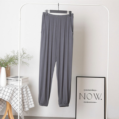 Fdfklak Jarné bavlnené dámske nohavice na spanie, voľné 3XL-7XL, plus veľkosť, nočné nohavice na spanie, vínovo červené pyžamové nohavice