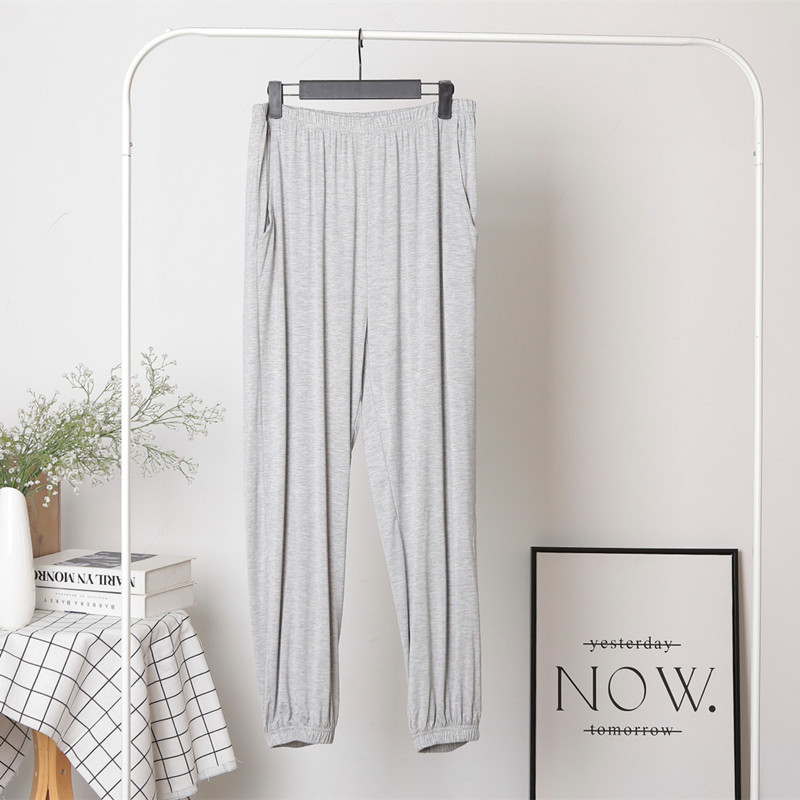 Fdfklak Jarné bavlnené dámske nohavice na spanie, voľné 3XL-7XL, plus veľkosť, nočné nohavice na spanie, vínovo červené pyžamové nohavice