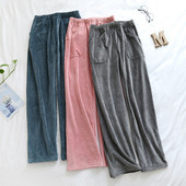 Fdfklak Pantaloni de pijama de flanel Femei Imbracaminte de lounge toamna iarna haine calde de casa Pantaloni grosi pentru femei Pantaloni de somn lung