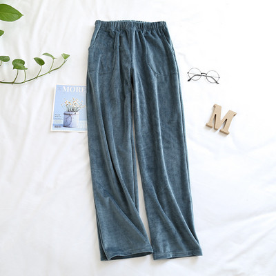 Fdfklak Pantaloni de pijama de flanel Femei Imbracaminte de lounge toamna iarna haine calde de casa Pantaloni grosi pentru femei Pantaloni de somn lung