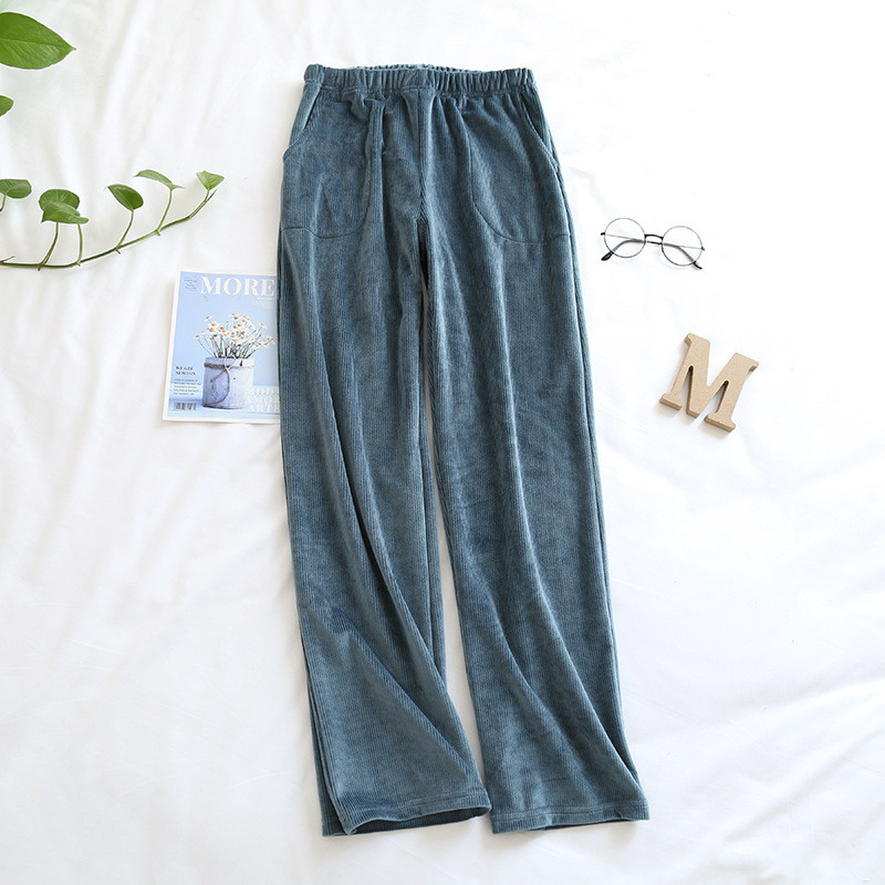 Fdfklak Pantaloni de pijama de flanel Femei Imbracaminte de lounge toamna iarna haine calde de casa Pantaloni grosi pentru femei Pantaloni de somn lung