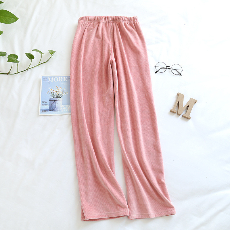 Fdfklak Pantaloni de pijama de flanel Femei Imbracaminte de lounge toamna iarna haine calde de casa Pantaloni grosi pentru femei Pantaloni de somn lung