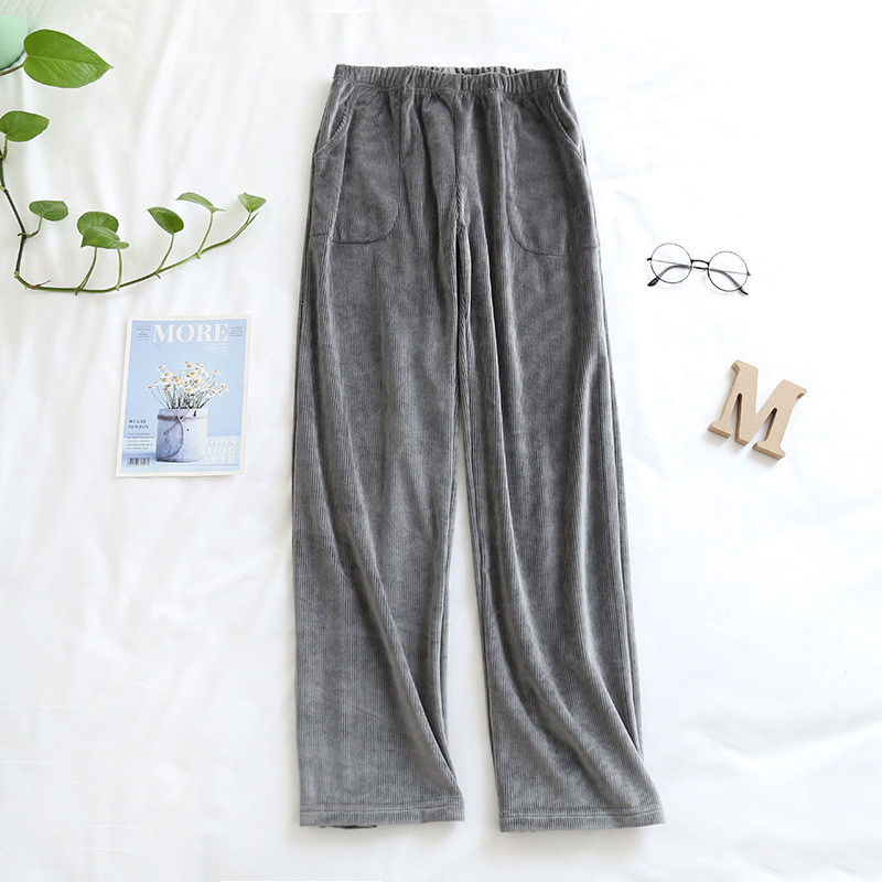 Fdfklak Pantaloni de pijama de flanel Femei Imbracaminte de lounge toamna iarna haine calde de casa Pantaloni grosi pentru femei Pantaloni de somn lung