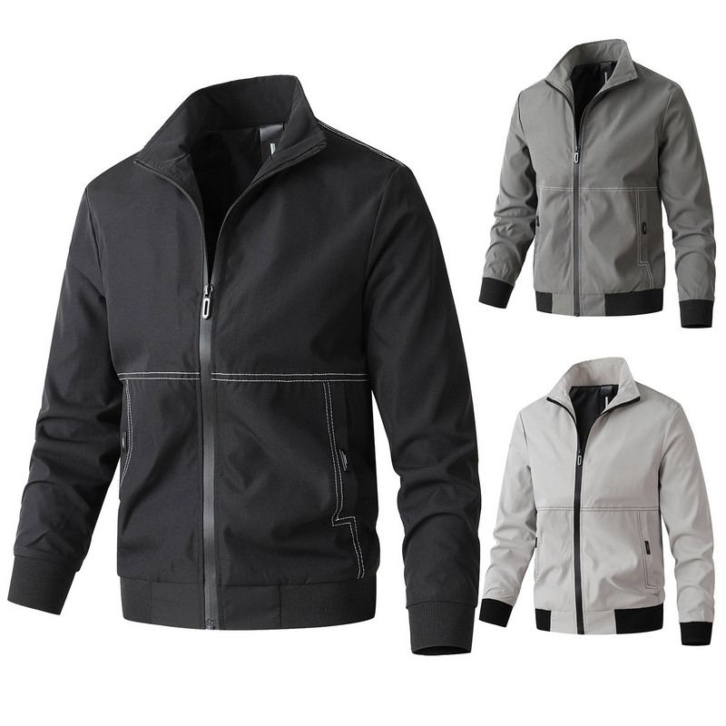 Jachete de iarnă pentru bărbați Cămașă pentru bărbați cu fermoar Top toamnă iarnă pentru bărbați Jachetă solidă de culoare jos Jachetă ultraușoară de camping