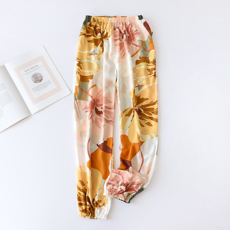 Imbracaminte de vara Pijamale Pantaloni pentru casa Pantaloni de dormit Pantaloni Imbracaminte de camera pentru femei Pantaloni florali Noutati in lenjerie de corp pentru femei