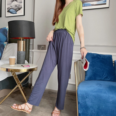 Fdfklak 2021. Proljeće Ljeto Nove široke donjice za spavanje Modal Lounge Home Wear Jednobojne pidžame s elastičnim strukom.