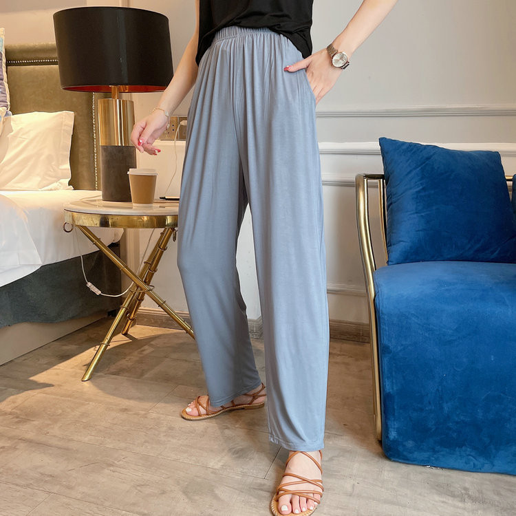 Fdfklak 2021. Proljeće Ljeto Nove široke donjice za spavanje Modal Lounge Home Wear Jednobojne pidžame s elastičnim strukom.