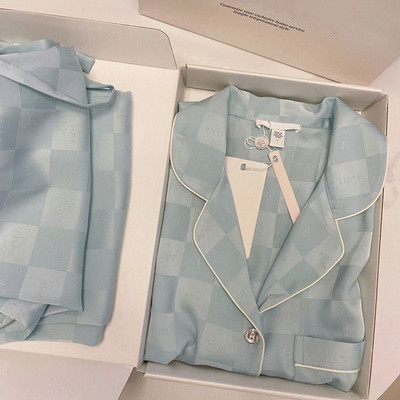 Γυναικεία Σετ Πυτζάμες Μεταξωτές Σατέν Γυναικεία Σαλόνια Ύπνου Δύο τεμάχια Κοριτσίστικα Σαλόνια Δαντέλα Γλυκό σπιτικό κοστούμι Άνοιξη φθινόπωρο σπίτι