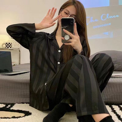 Γυναικεία Σετ Πυτζάμες Μεταξωτές Σατέν Γυναικεία Σαλόνια Ύπνου Δύο τεμάχια Κοριτσίστικα Σαλόνια Δαντέλα Γλυκό σπιτικό κοστούμι Άνοιξη φθινόπωρο σπίτι