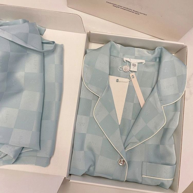 Γυναικεία Σετ Πυτζάμες Μεταξωτές Σατέν Γυναικεία Σαλόνια Ύπνου Δύο τεμάχια Κοριτσίστικα Σαλόνια Δαντέλα Γλυκό σπιτικό κοστούμι Άνοιξη φθινόπωρο σπίτι