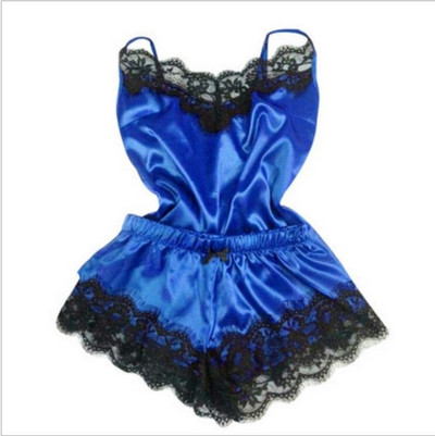 Lenjerie de noapte sexy pentru femei Set de pijama din satin cu decolteu în V Lenjerie de noapte mătăsoasă Pijama fără mâneci Camoză + pantaloni scurți Cămașă de noapte Îmbrăcăminte de acasă pentru femei