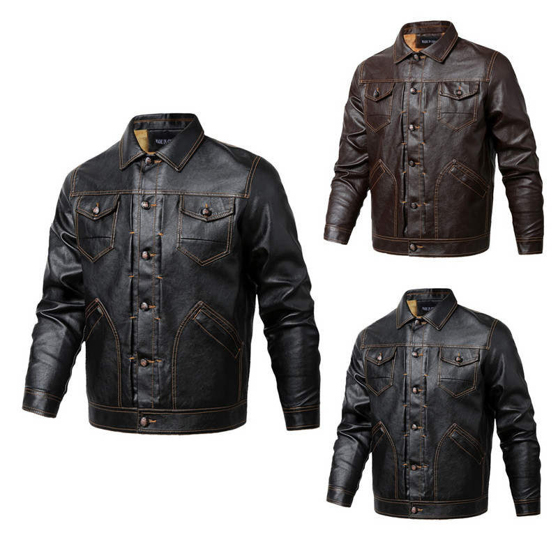 Φούτερ με φερμουάρ Ανδρικά Ανδρικά Δερμάτινα Ρετρό Φαρδιά Παλτό Locomotive Ελαφρύ φλις πέτο Κορυφαίο καιρικό μπουφάν Snow με πολλές τσέπες