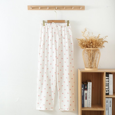Lillemustriga õhukesed suvised pidžaamapüksid naistele püksid, puuvillased marlipüksid, kodupüksid, toas kandmine, naiste magamiseks