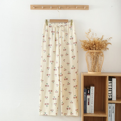 Lillemustriga õhukesed suvised pidžaamapüksid naistele püksid, puuvillased marlipüksid, kodupüksid, toas kandmine, naiste magamiseks