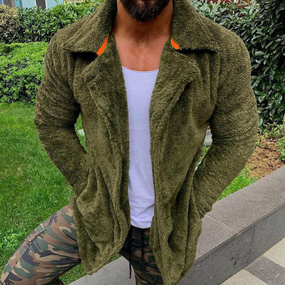 Pánske oblečenie Fleece Thick Warm Men's Fleece Winter Men's Solid Stcollar Winter Jacket Coat H Solid Coat Wool Mountain Anorak