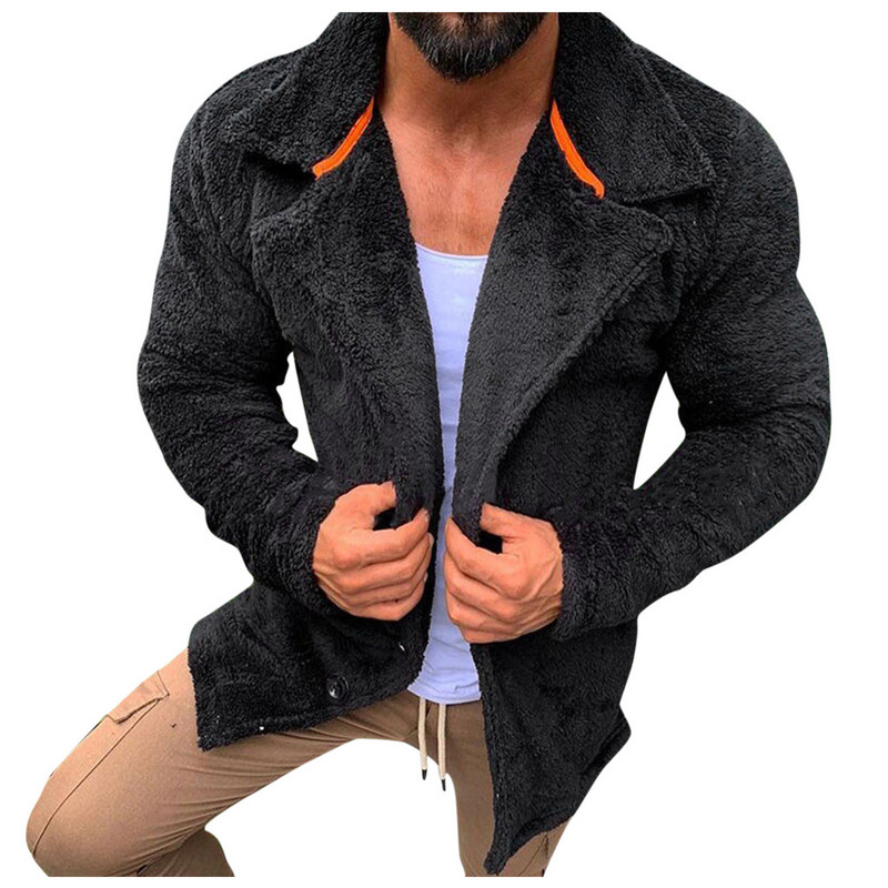 Pánske oblečenie Fleece Thick Warm Men's Fleece Winter Men's Solid Stcollar Winter Jacket Coat H Solid Coat Wool Mountain Anorak