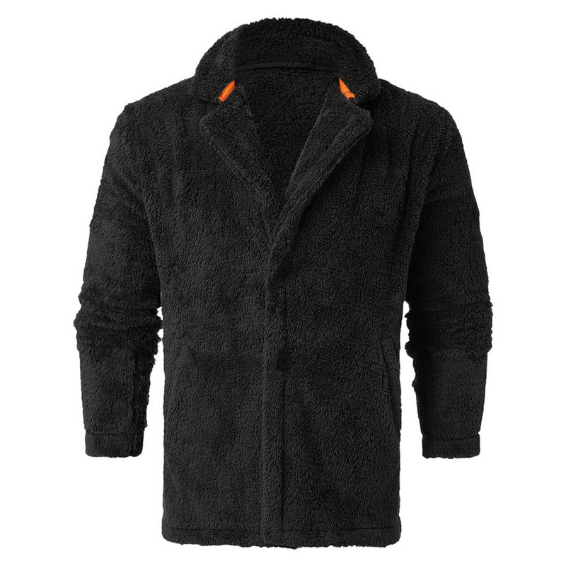 Pánske oblečenie Fleece Thick Warm Men's Fleece Winter Men's Solid Stcollar Winter Jacket Coat H Solid Coat Wool Mountain Anorak
