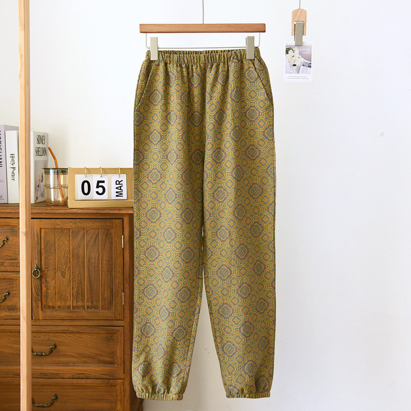 Pantaloni din bumbac Pantaloni de pijama pentru femei 2023 Toamna Noua imbracaminte de camera Vintage in carouri Pantaloni de fund Haine de noapte de nunta