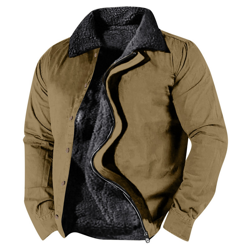 Ziemas jakas vīriešiem Krāsainas vīriešu jakas Vienkārša neilona bieza samta jaka Mētelis ziemā Rudens Fleece Solid Issue Camping