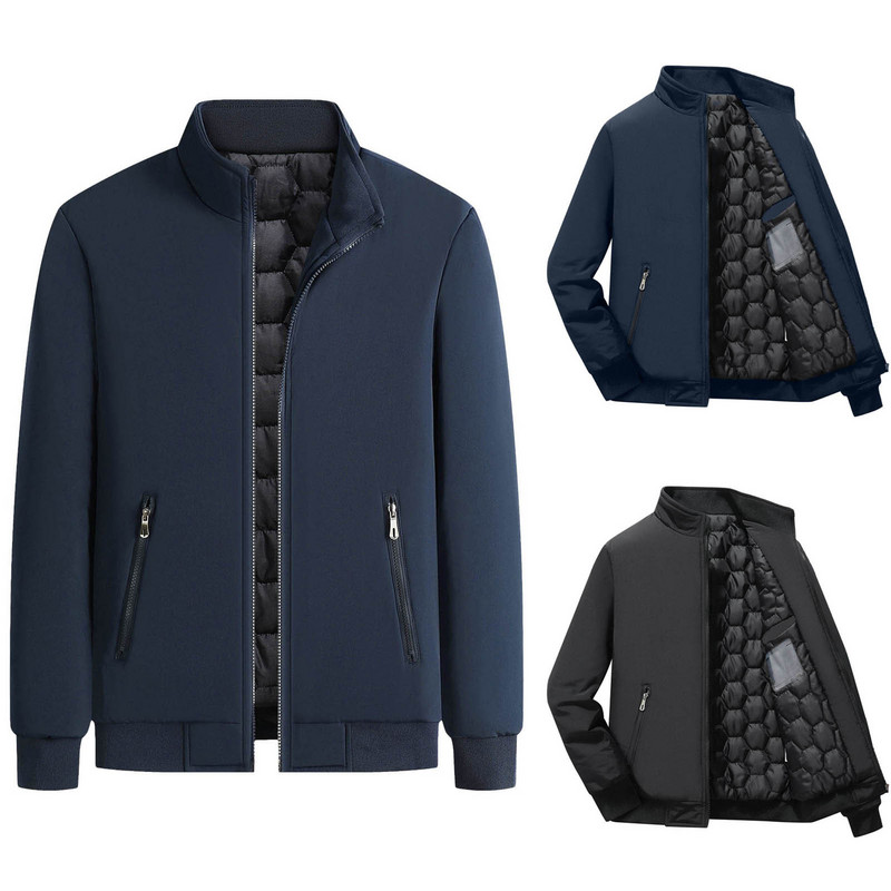 Ανδρικά ρούχα Puffy Down Ανδρικό μπουφάν Χειμερινό Slim Solid Pocket H Slit Jacket Down Jacket Turn μανίκι γιακά ανοιχτό χειμώνα μακρυά ανδρικά