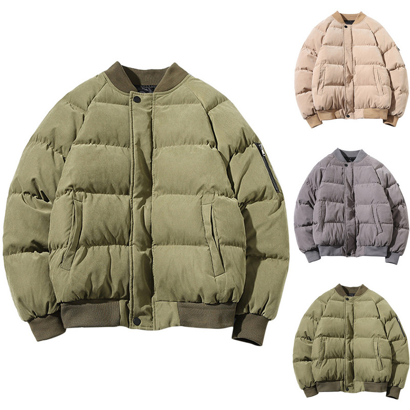 Jachete de iarnă pentru bărbați haină de iarnă bărbați supradimensionate caldă pentru mâneci largi H buzunar palton raglan fermoar solid stgular exterior musca