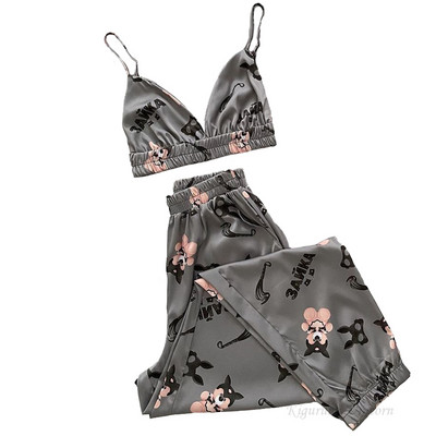 Φαρδιά γυναικεία νυχτικά πράσινη μακρυμάνικη πιτζάμες Γυναικεία σουτιέν Casual παντελόνια 2023 Ανοιξιάτικα Sleepwear 3 τεμάχια σετ Pijamas XXL