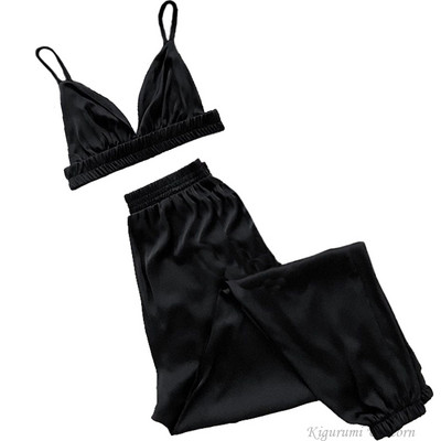 Φαρδιά γυναικεία νυχτικά πράσινη μακρυμάνικη πιτζάμες Γυναικεία σουτιέν Casual παντελόνια 2023 Ανοιξιάτικα Sleepwear 3 τεμάχια σετ Pijamas XXL