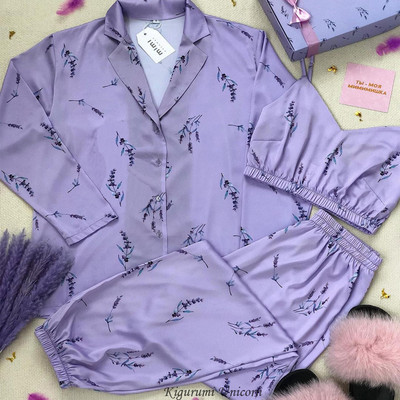 Φαρδιά γυναικεία νυχτικά πράσινη μακρυμάνικη πιτζάμες Γυναικεία σουτιέν Casual παντελόνια 2023 Ανοιξιάτικα Sleepwear 3 τεμάχια σετ Pijamas XXL