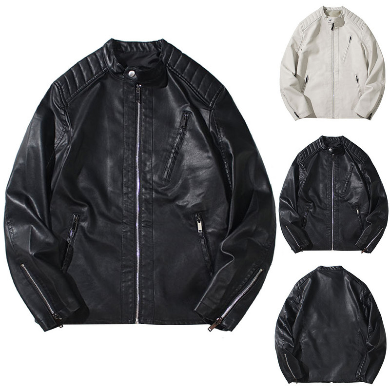 Ανδρικά ρούχα φθινοπωρινό παλτό για κοντό χειμωνιάτικο μπουφάν μοτοσικλέτας Δερμάτινο ανδρικό τζάκετ Pu δερμάτινο φθινοπωρινό μπουφάν με κουκούλα ανδρική δουλειά με
