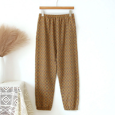 Pantaloni subțiri de ținută de lounge, imprimare, pentru femei, pentru partea de jos, din tifon, din bumbac, îmbrăcăminte de casă, pijama de modă, pantaloni lungi 2023, primăvară vară