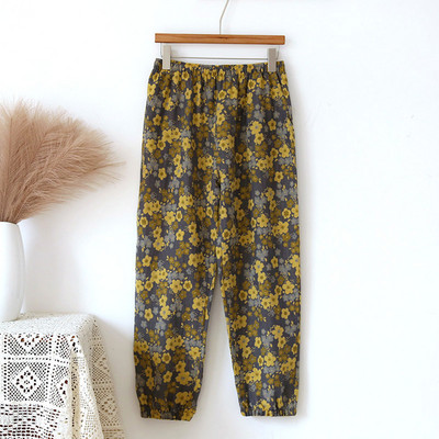 Pantaloni subțiri de ținută de lounge, imprimare, pentru femei, pentru partea de jos, din tifon, din bumbac, îmbrăcăminte de casă, pijama de modă, pantaloni lungi 2023, primăvară vară